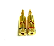 2pc Screw On Audio Gold Plated 18-8GA Wire Connector Banana Plug Jack Open End