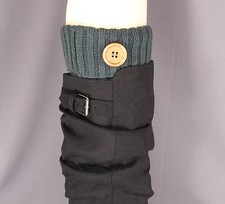 Dk Grey ribbed sweater knit boot cuffs leg toppers welly warmers socks cuffed