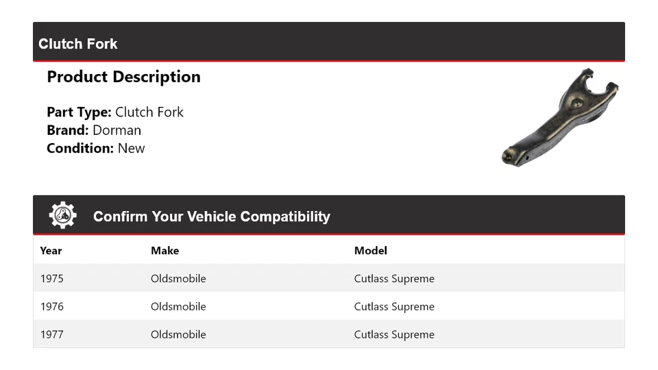 For 1975-1977 Oldsmobile Cutlass Supreme Dorman Clutch Fork 1976 - Image 2 of 4