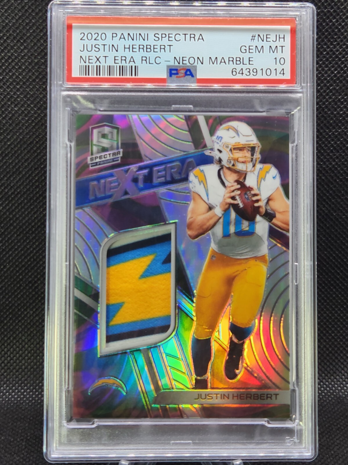Justin Herbert Panini Spectra Next ERA Relics #NEJH Neon Marble