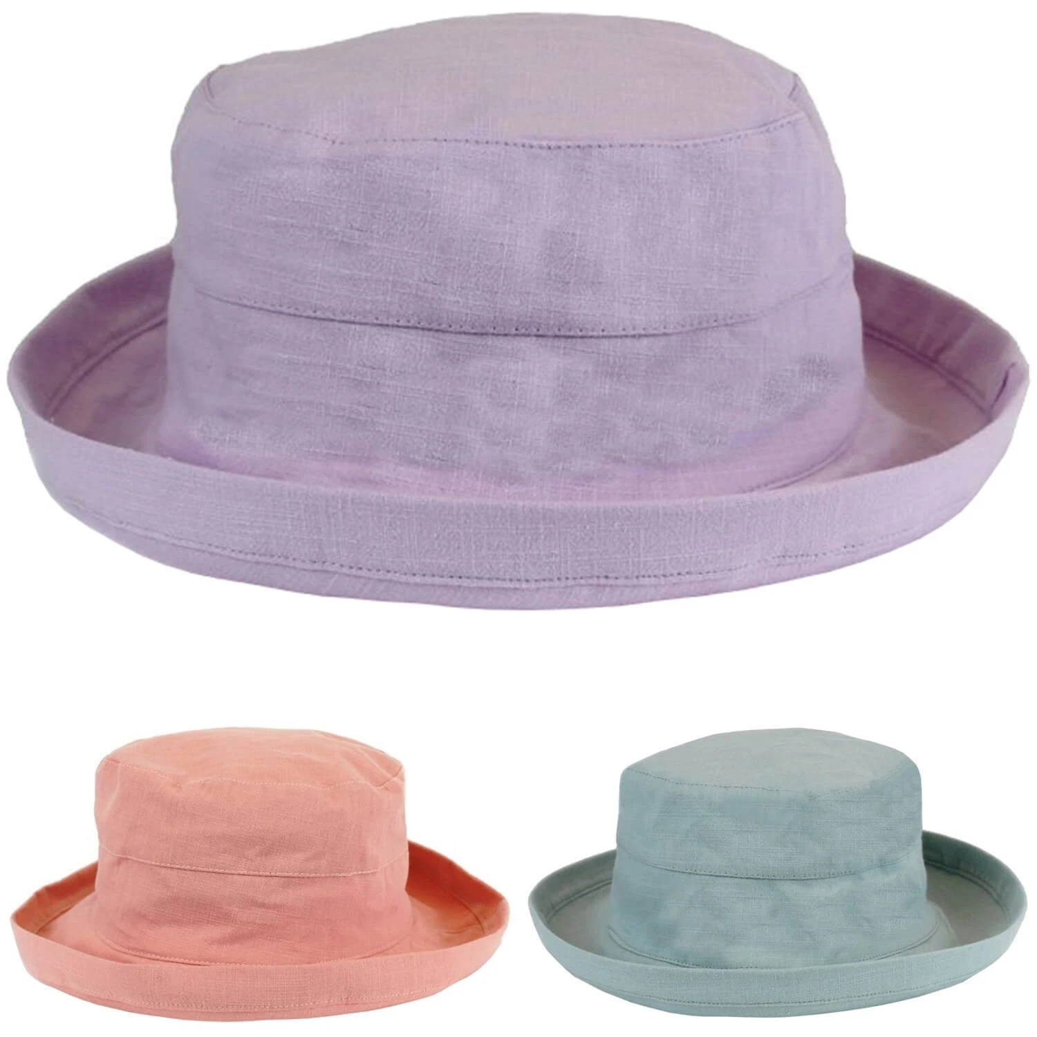 Womens Sun Hat With Turned Up Brim - Lightweight Cotton Bucket Hats
