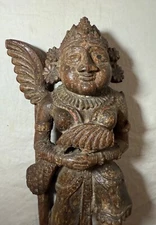 Antique 1700's India polychromed goddess sculpture figure architectural salvage