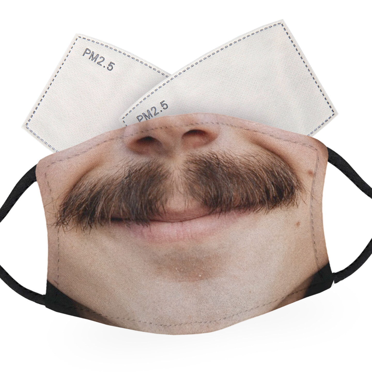 Moustache Male Face - Adult Face Masks - 2 Filters Included