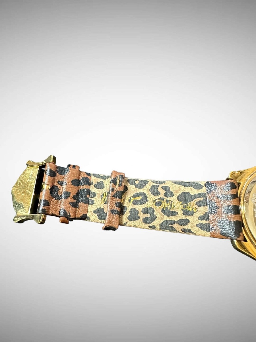 Betsey Johnson Watch Reversible Strap Goldtone Metal Brown Face Leopard Print Betsey Johnson Watch, Women main image 4