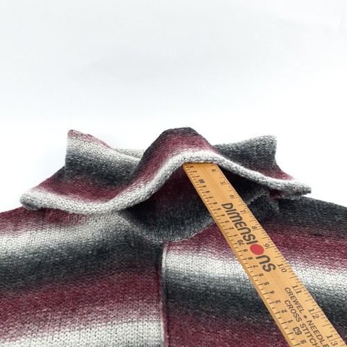 Bass Womens Large Poncho Shirt Big Turtleneck Sweater Lounge Top Stripe Pink Red - Picture 4 of 12
