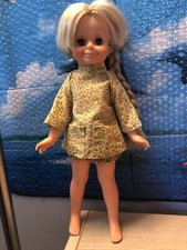 (SALE) VINTAGE IDEAL VELVET DOLL IN A FLOWERED DRESS AND MATCHING UNDIES (SALE)