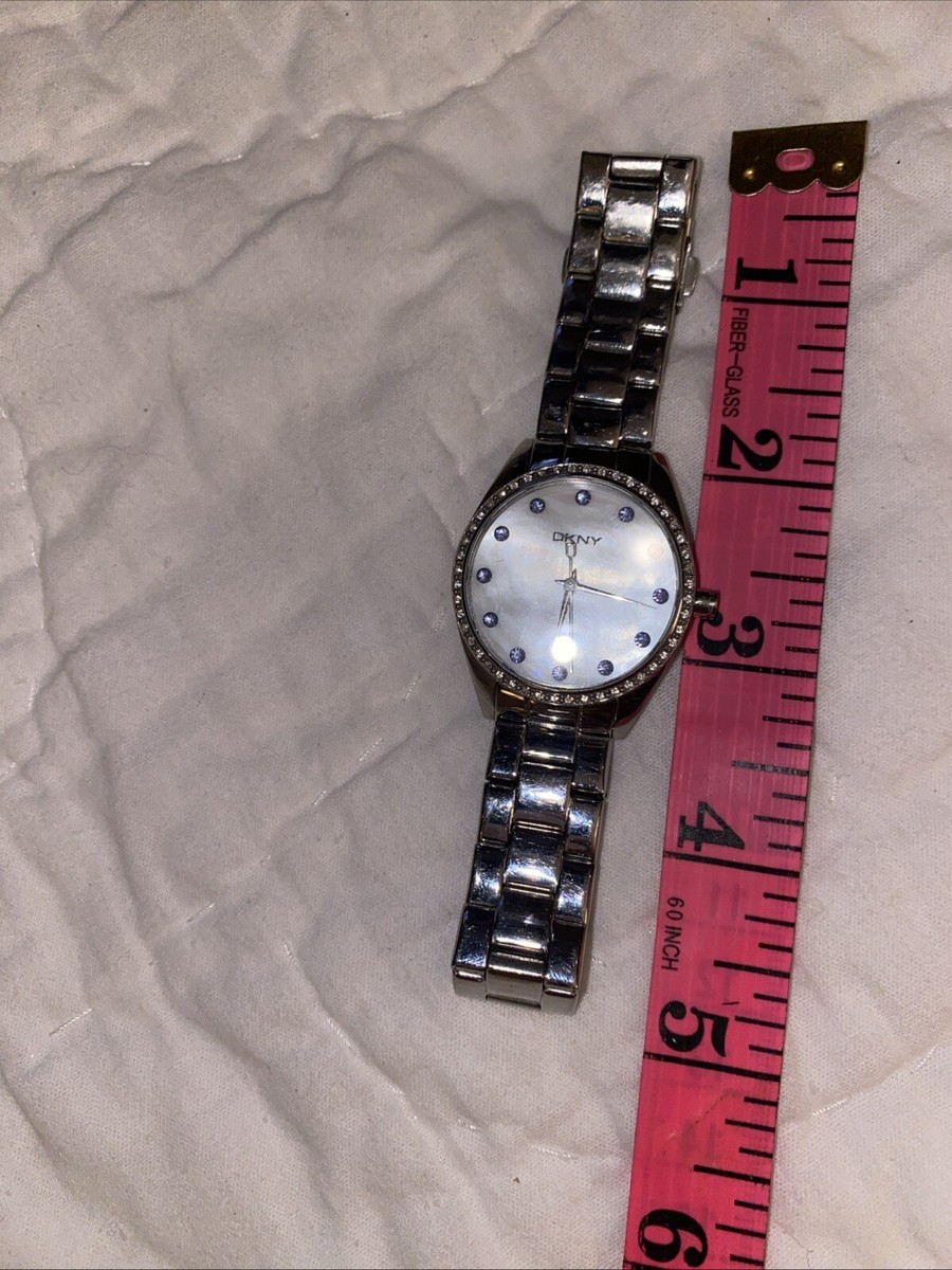 DKNY Womens Stainless Crystal Bling Purple Pearl Dial Watch  display picture 1