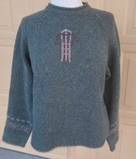 Woolrich Sled Winter Lamb's Wool Pullover Green Sweater Women  s Large