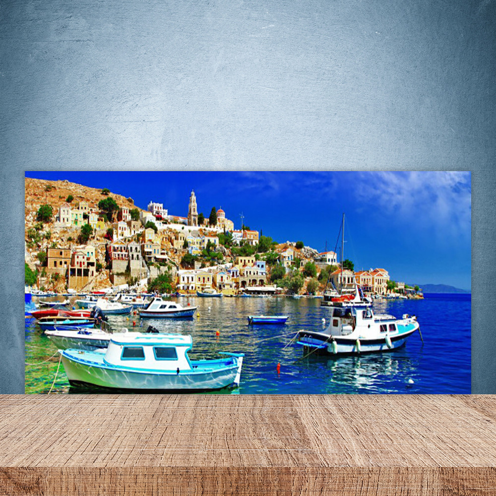 Crédence en verre décorative vue mer 100x50 pour une cuisine lumineuse style bord de plage