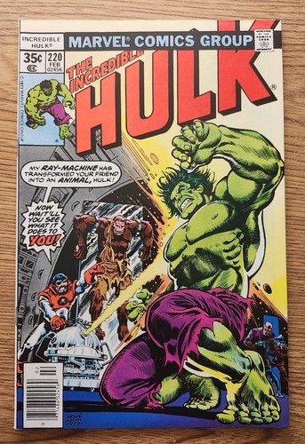 Incredible Hulk #220 NM 9.4 "Friends Transformed Into Animals!" Published 1977