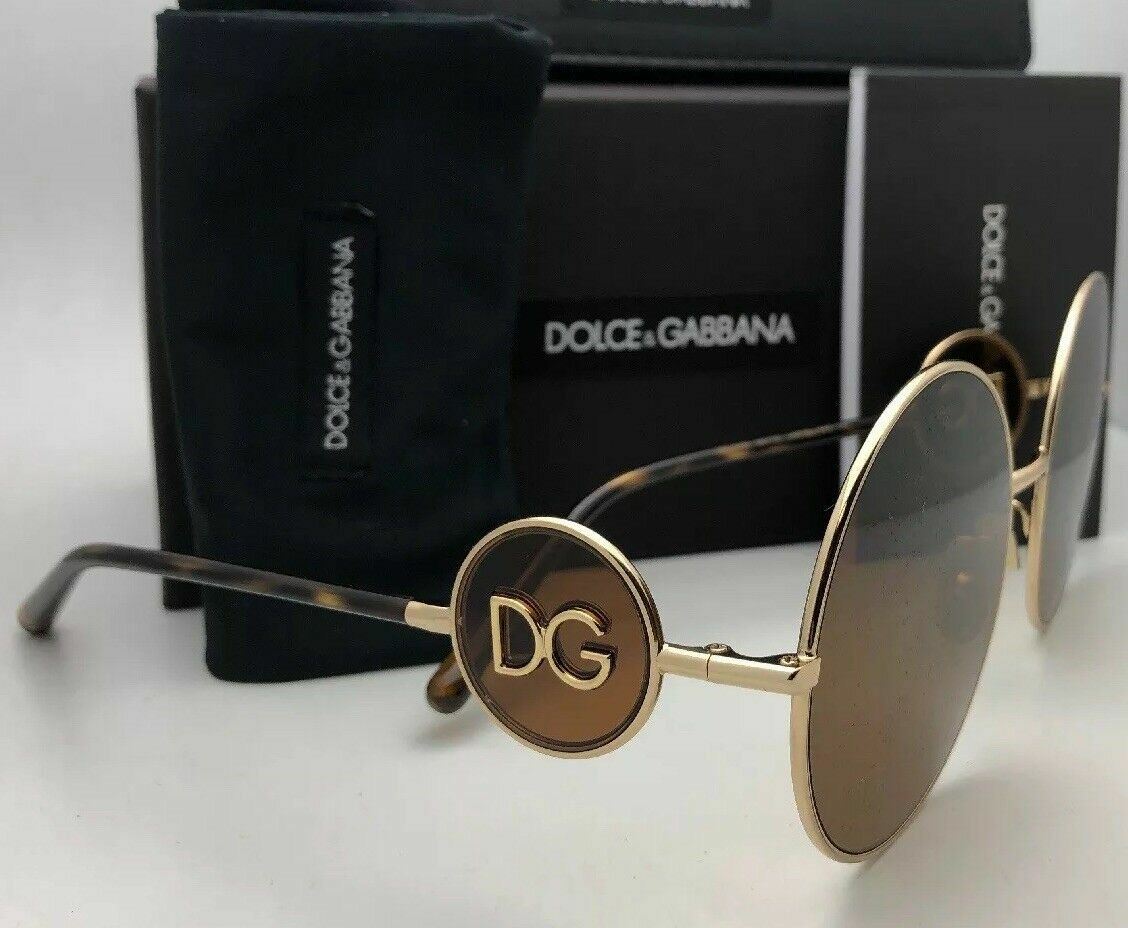 New DOLCE & GABBANA Sunglasses DG 2205 02/73 59-18 Gold & Tortoise