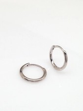 Plain Thin Huggie Hoop Earrings Sterling Silver 925 Men Women 12.9mm/10.5mm x1.2