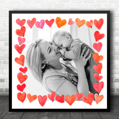 Herz Bordüre Foto Quadrat Personalisiert Geschenk Kunstdruck