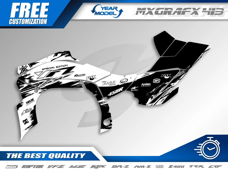 Yamaha YFZ 450R graphics kit 2009 2010 2011 2012 2013 decals stickers atv utv - Image 2 of 4