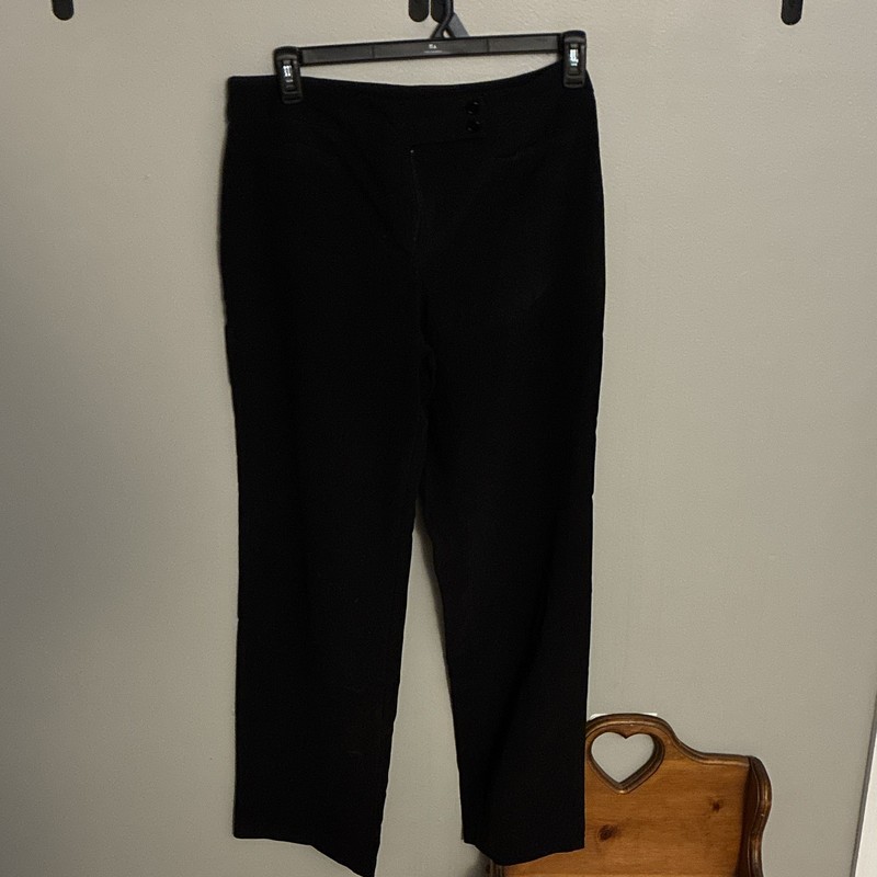 goodclothes Women's Black Solid Dress Pants Flat Front Pockets Button Zip