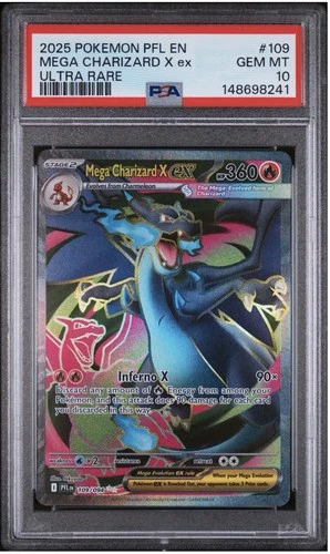 Pokemon 2025 Mega Charizard X ex 109/094 Phantasmal Flames GEM MINT PSA 10