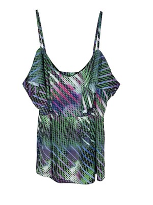 City Chic Womens Cami Top 2XL  Ruffle Tropical Smocked Adjustable Straps Fairy