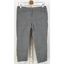 J. JILL Zip Fly Cropped Pants Geometric Stretch Cotton Black White Petite 10 10P