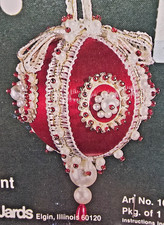 LeeWards PEARLS AND LACE Red Sequin Bead Vintage Christmas Ornament KIT NOS