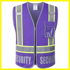 Security Vest for Men Women Reflective Safety Vest with 5 Pockets and Front Z...