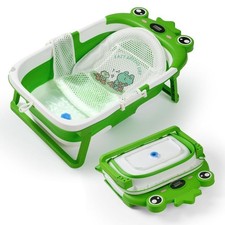 Baby Bathtub, Collapsible Baby Bath Tub with Soft Cushion Thermometer