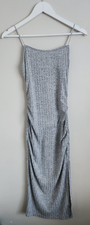Shein Grey Ruched Ribbed Strap Bodycon Midi Dress Size XS