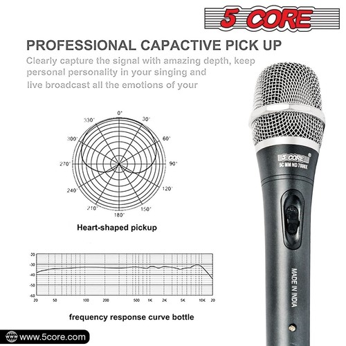 5Core XLR Microphone Dynamic Mic Karaoke Singing Studio Microfono Handheld Mics - Picture 5 of 17