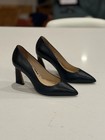 vince camuto black leather almond-toe 3.5" ableen pump heels 7.5 gently worn — photo 1