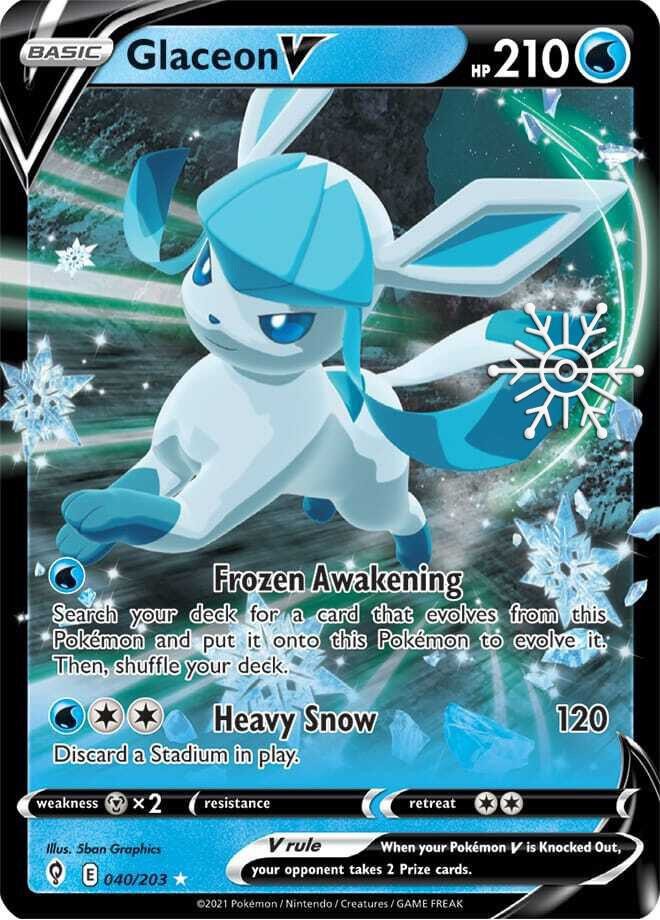 Pokemon Glaceon V (40/294) Evolving Skies NM HOLO- Holiday Calendar