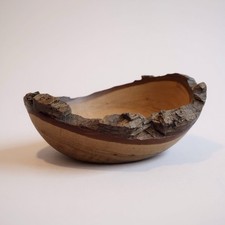 Hand Turned Live Edge Wood Bowl Signed Dated Dec 2020 Rustic Natural Centerpiece