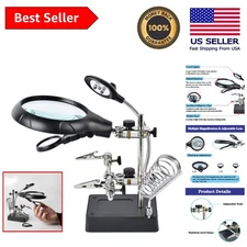 LED Magnifying Glass with 3-in-1 2.5X 7.5X 10X Magnification & Helping Hands