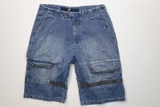 Vintage 90s Marithe Francois Girbaud Mens 38 Baggy Strap Denim Cargo Shorts Blue