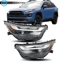 Left+Right Side Headlights W/O DRL For Toyota RAV4 2022-23 2024 LED Chrome Clear