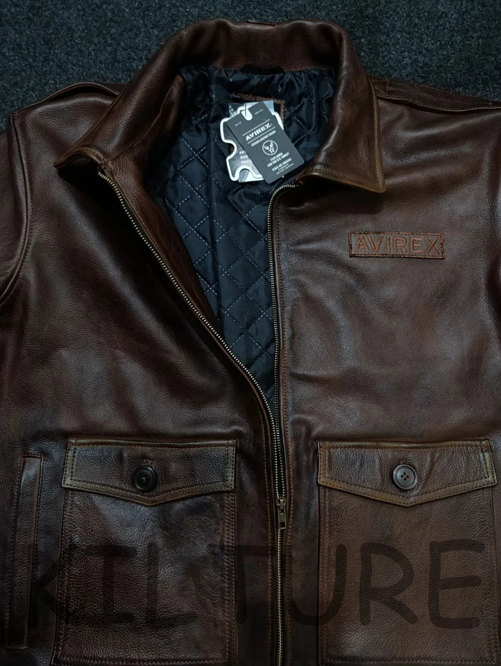 Avirex Sky Charmer New Vintage A2 Brown Leather Jacket - Image 2 of 4
