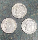 90% Silver Dimes Pre 1965 Roosevelt Dime Lot of 3 Circulated Condition All 1964