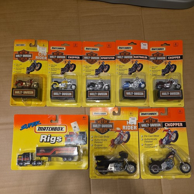 #ad 1993 Matchbox Harley Davidson Motorcycles and Rig Lot of 8 $100.00