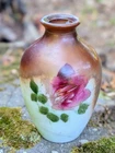 Vintage Hand-Painted Floral Milk Glass Vase - 7"