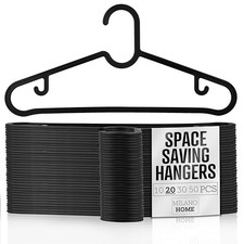 20 Pack Thin Plastic Hangers, Lightweight Yet Sturdy, Space-Saving 1 Black