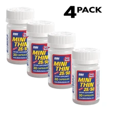 4 x 30ct BOTTLES MINI THIN 25/50 EF ENERGY BOOSTER ( 120 ) PILLS