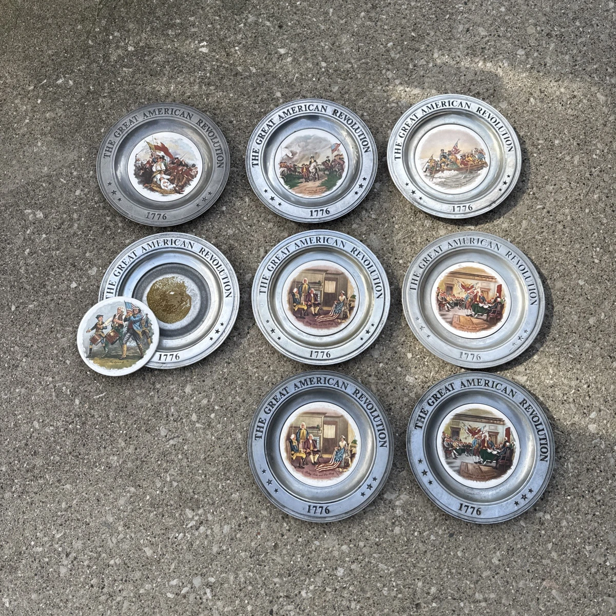 ビンテージピュータープレート1976アメリカ建国200周年記念1776-1976 Bicentennial Pewter Plates In Decorative Collector Plates for sale