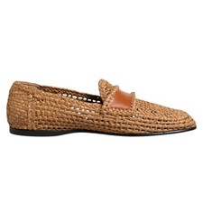 DOLCE & GABBANA Shoes Brown Woven Raffia Slip On Loafers Men EU40 / US7 970usd
