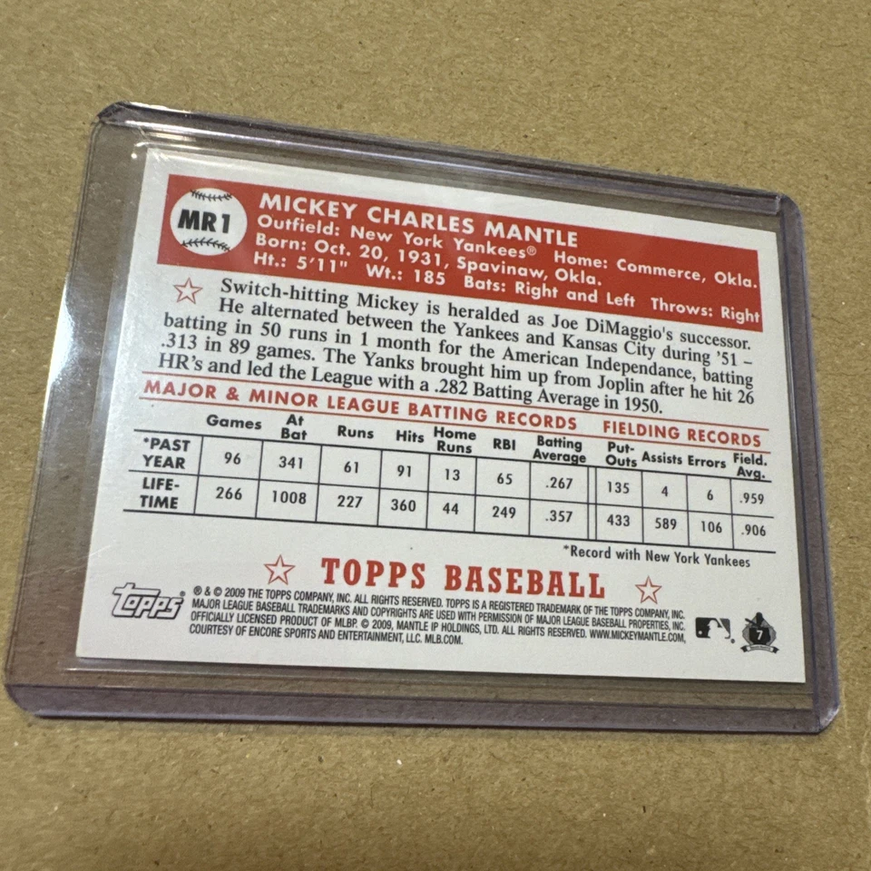 Mickey Mantle 2009 Yankees Opening Day Inaugural Set Yankees #MR1 1952 Topps - Image 2 of 2