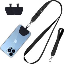 2-Pack Phone Lanyard Set, Neck  Wrist Strap w/ Pads, Universal, Black