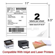 50-8000 Mailing Shipping Labels 8.5"x5.5" Half Sheet Self Adhesive Blank Labels