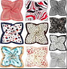 10 PCS Mixed Set Scarf 20 inch x 20 inch,Fashion Square Satin Neck Scarf Head sc