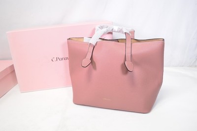 NEW C. Paravano Full Grain Leather Large Tote Purse Pink 13x10x7
