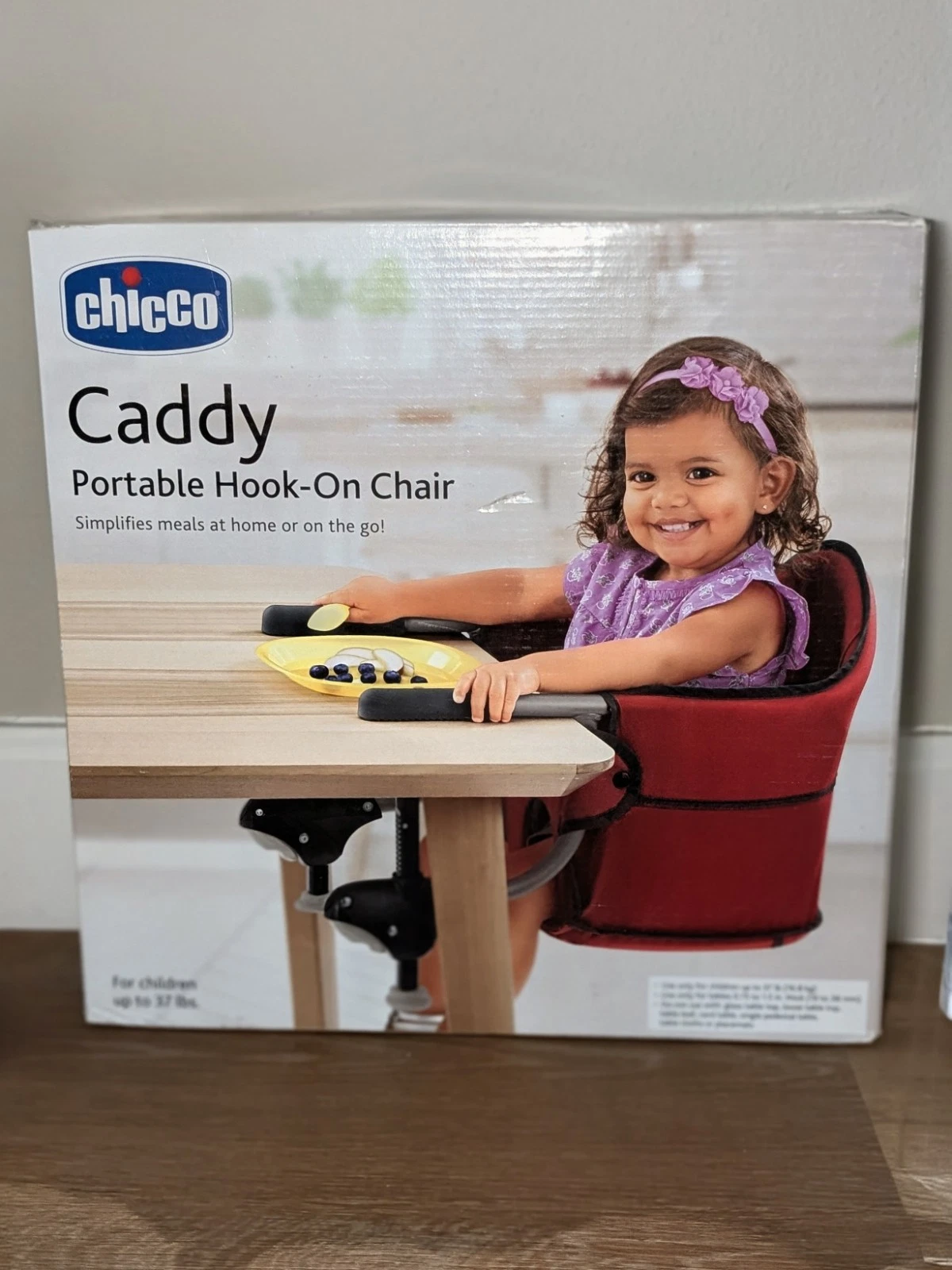 CHICCO Caddy Nature Gray Portable Travel Hook-On Chair up to 37 lb. - New Open