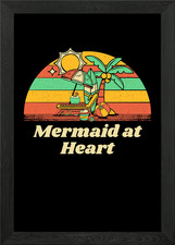 Mermaid at Heart Ocean Framed Wall Art Poster Canvas Print Picture