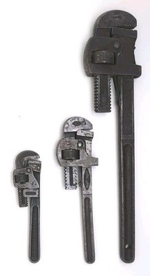 LOT OF 3: Vintage USA MADE Adjustable Pipe Wrench - No 18, No 10, No 8 Stillson+