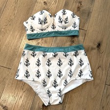 High Dive Modcloth Bikini Swimsuit Anchor Print Retro Mod Pinup Size L/XL